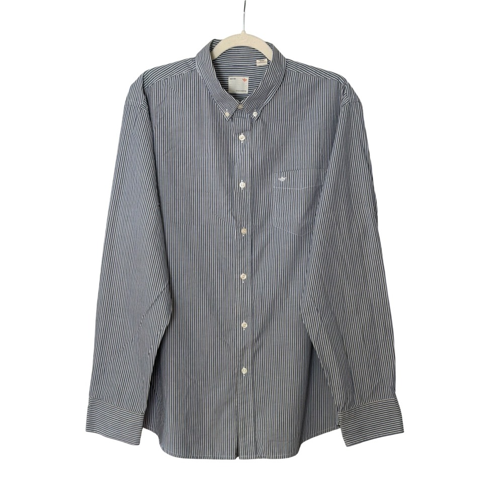 Dockers Men's XL Blue White Striped Long Sleeve Dress Shirt | SKU 1092